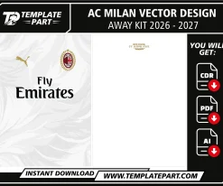 AC Milan 26-27 Away Kit vector design template in CDR AI and PDF