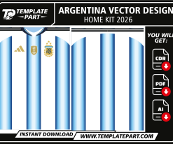Argentina 2026 World Cup Home Kit Template editable football jersey vector