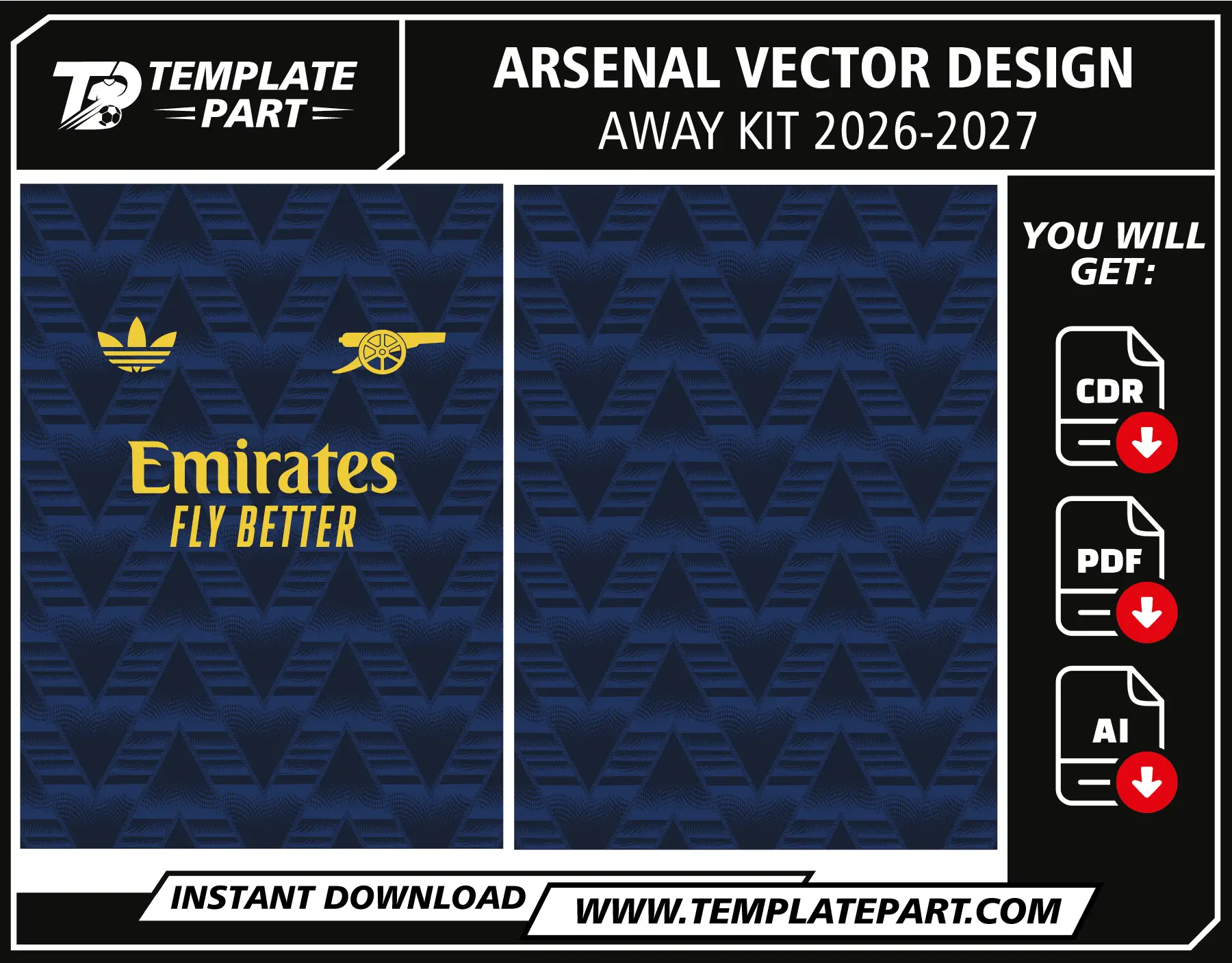 Arsenal 26-27 Away Kit Vector Design