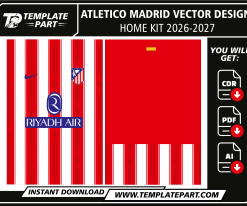 Atletico Madrid 26-27 Home Kit Vector Template CDR PDF AI