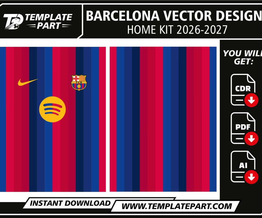 FC Barcelona 26-27 Home Kit Vector Template