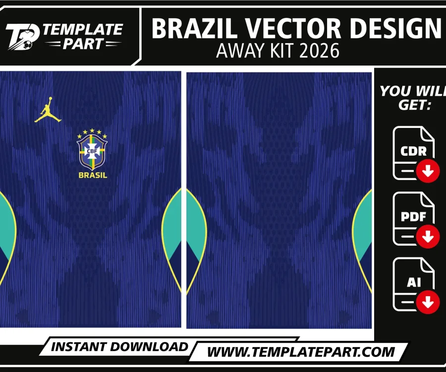 Brazil 2026 World Cup Away Kit Template