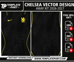 Chelsea 26-27 Away Kit Template editable football jersey vector design