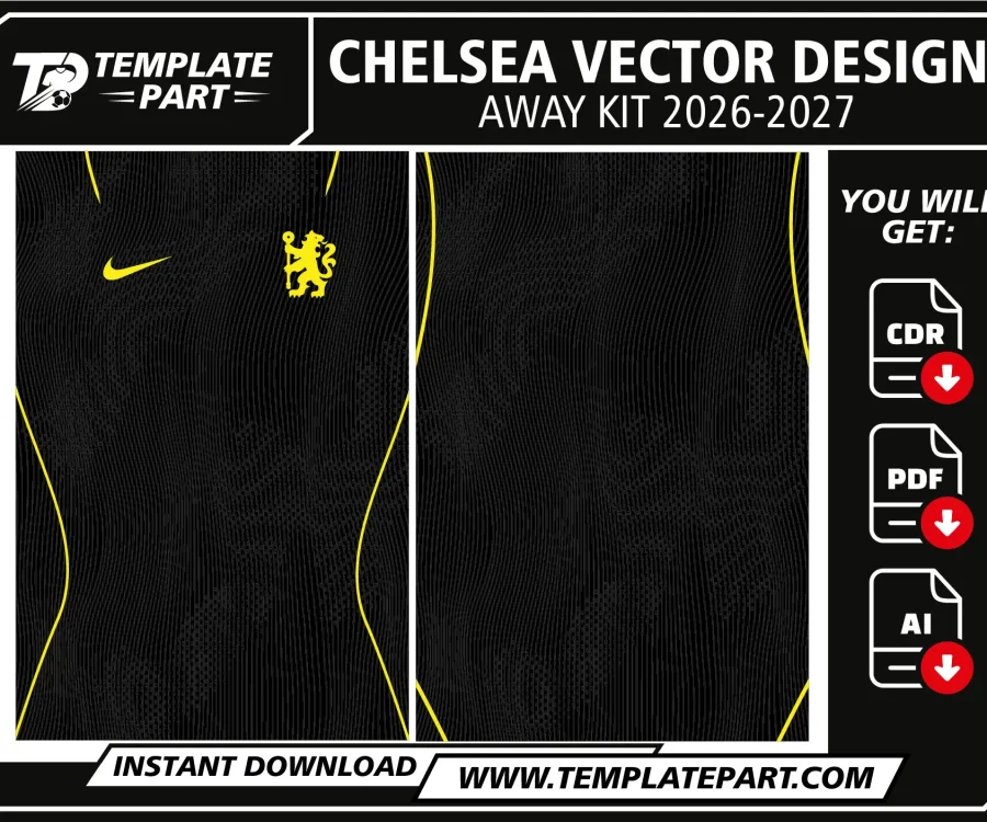 Chelsea 26-27 Away Kit Template editable football jersey vector design