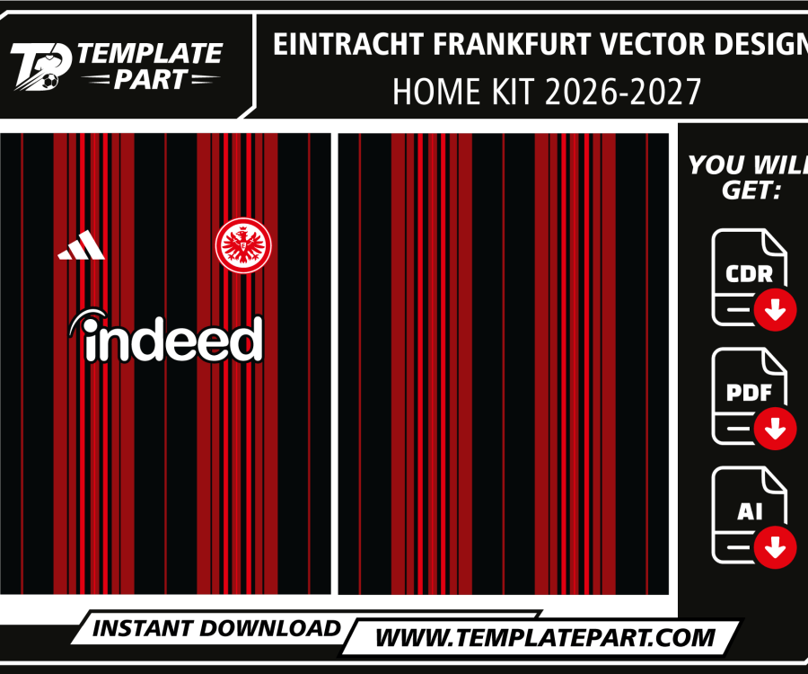 Eintracht Frankfurt 26-27 Home Kit vector design template in CDR AI and PDF