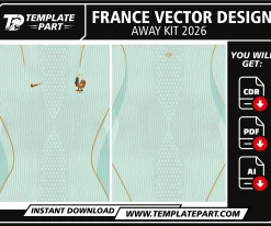 France 2026 World Cup Away Kit Template editable football jersey vector design