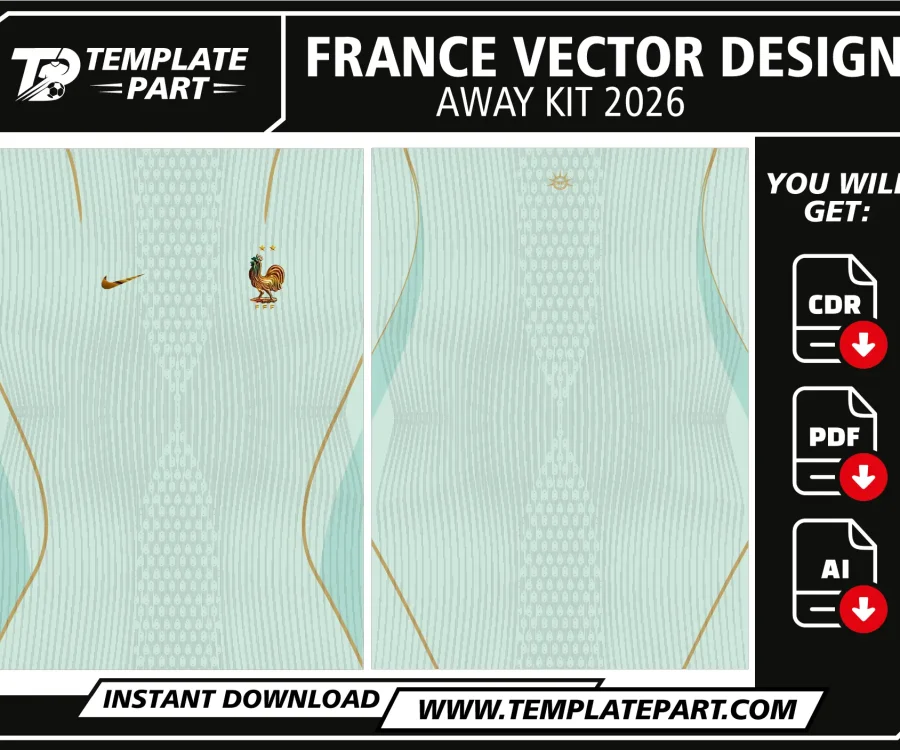 France 2026 World Cup Away Kit Template editable football jersey vector design
