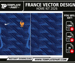 France 2026 World Cup Home Kit Template editable football jersey vector design