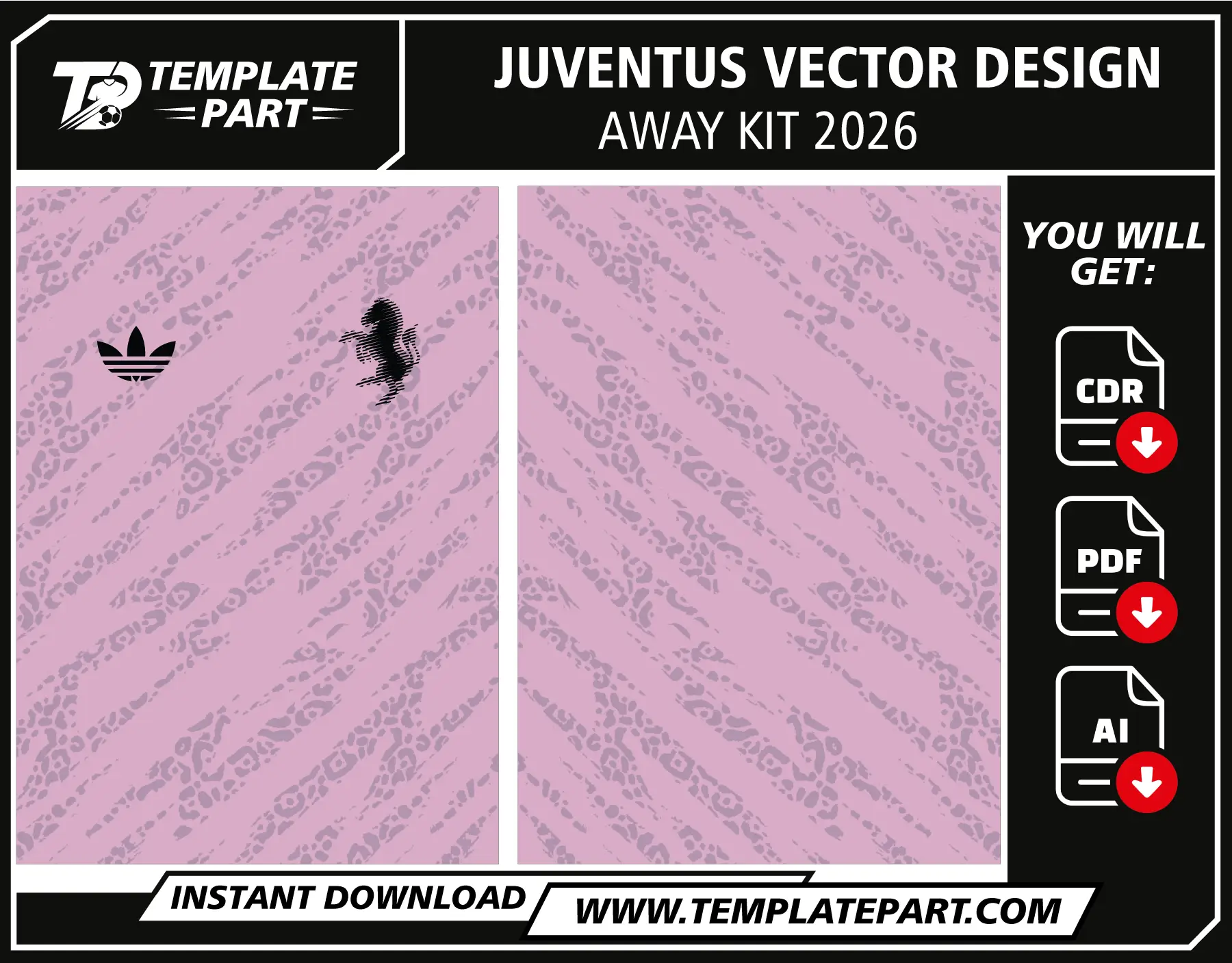 Juventus 26-27 Away Kit vector design template in CDR AI and PDF