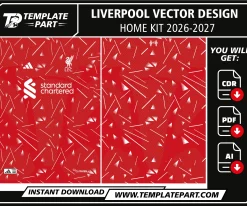 Liverpool 26-27 Home Kit Template editable football jersey vector design