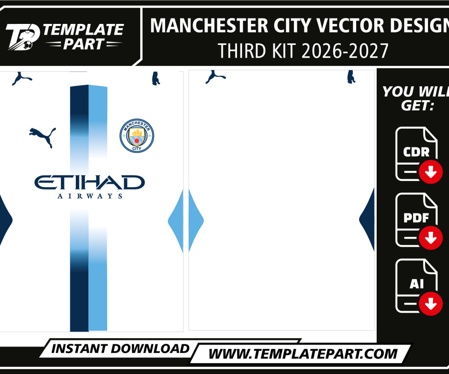 Manchester City 26-27 Third Kit Vector Template CDR PDF Ai