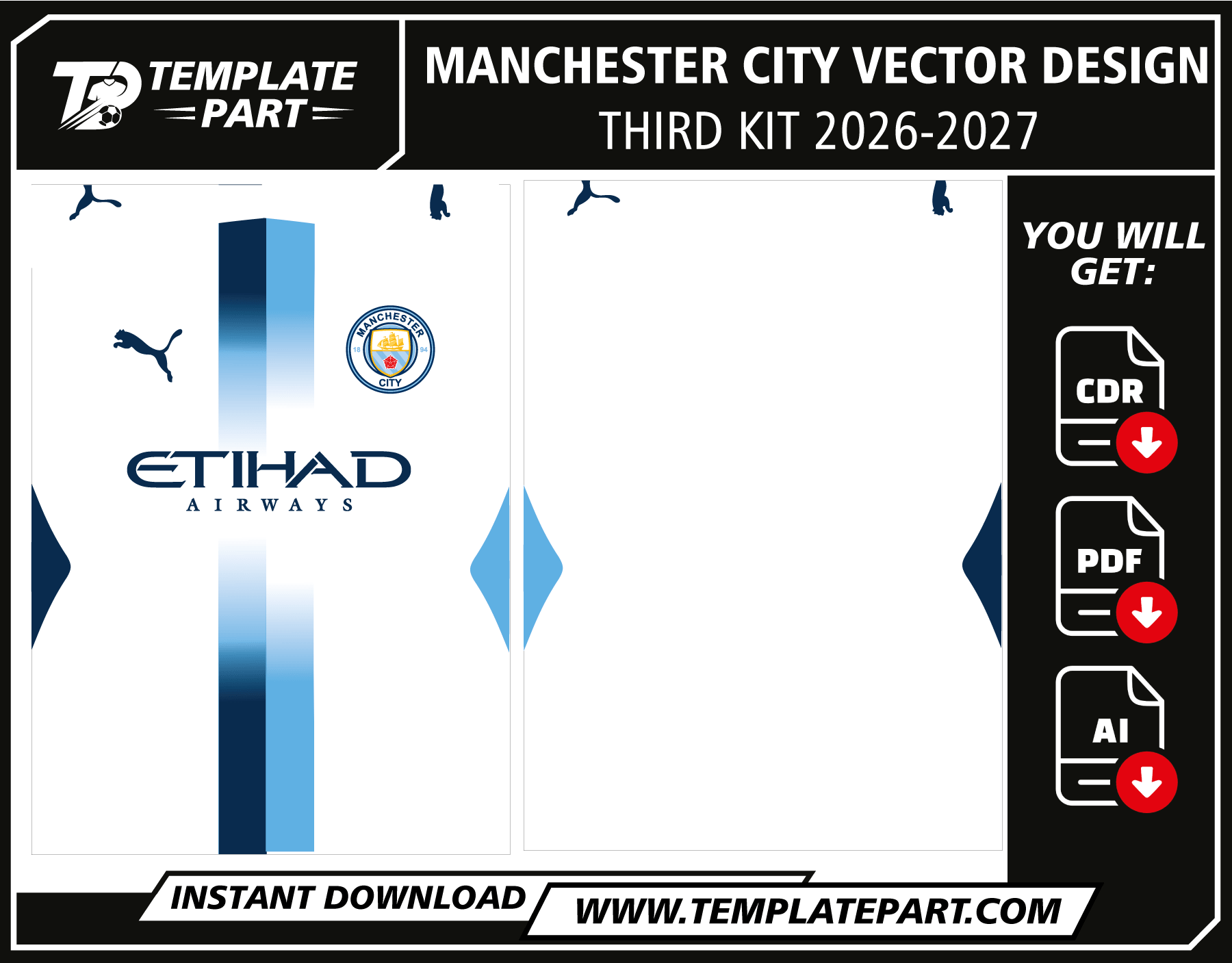 Manchester City 26-27 Third Kit Vector Template CDR PDF Ai