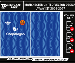 Manchester United 26-27 Away Kit Template editable football jersey vector design