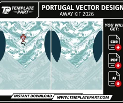 Portugal 2026 World Cup Away Kit Template editable football jersey vector