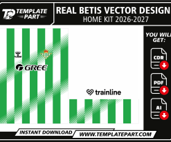 Real Betis 26-27 Home Kit vector design template in CDR AI and PDF