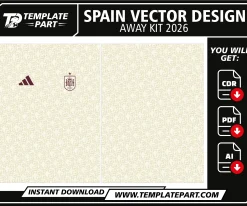 Spain 2026 World Cup Away Kit Template editable football jersey vector design