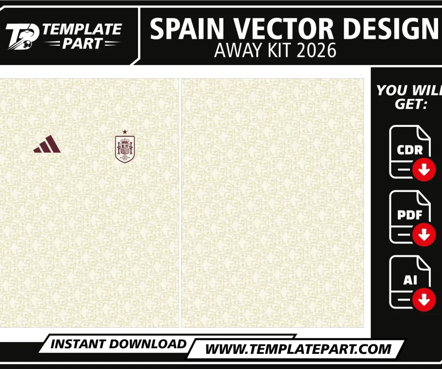 Spain 2026 World Cup Away Kit Template editable football jersey vector design