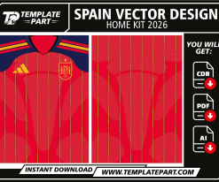 Spain 2026 World Cup Home Kit Template editable football jersey vector design