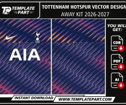 Tottenham 26-27 Away Kit Template editable football jersey vector design