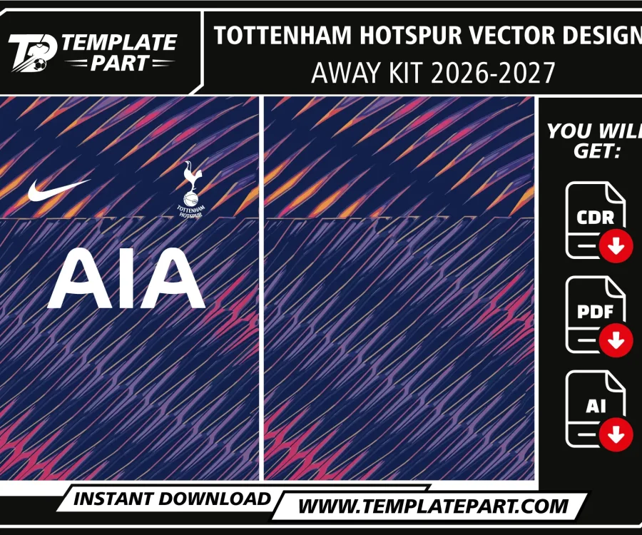 Tottenham 26-27 Away Kit Template editable football jersey vector design