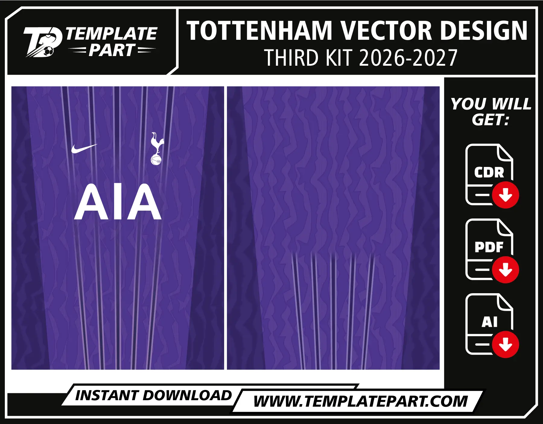 Tottenham 26-27 Third Kit Vector Design