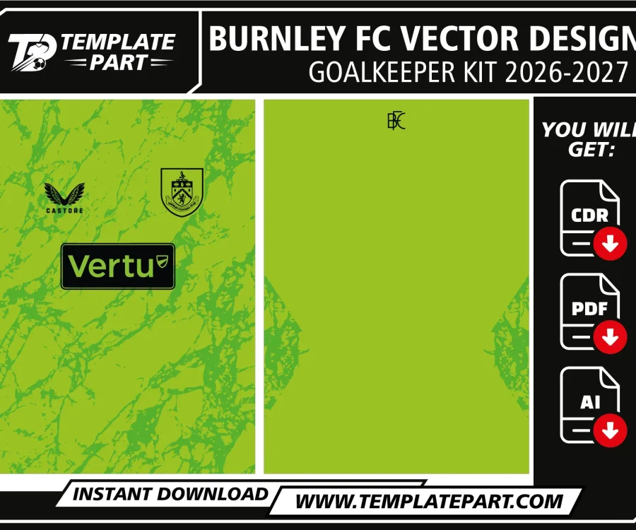 Burnley 26-27 Goalkeeper Kit Template – Football Jersey Vector Design
