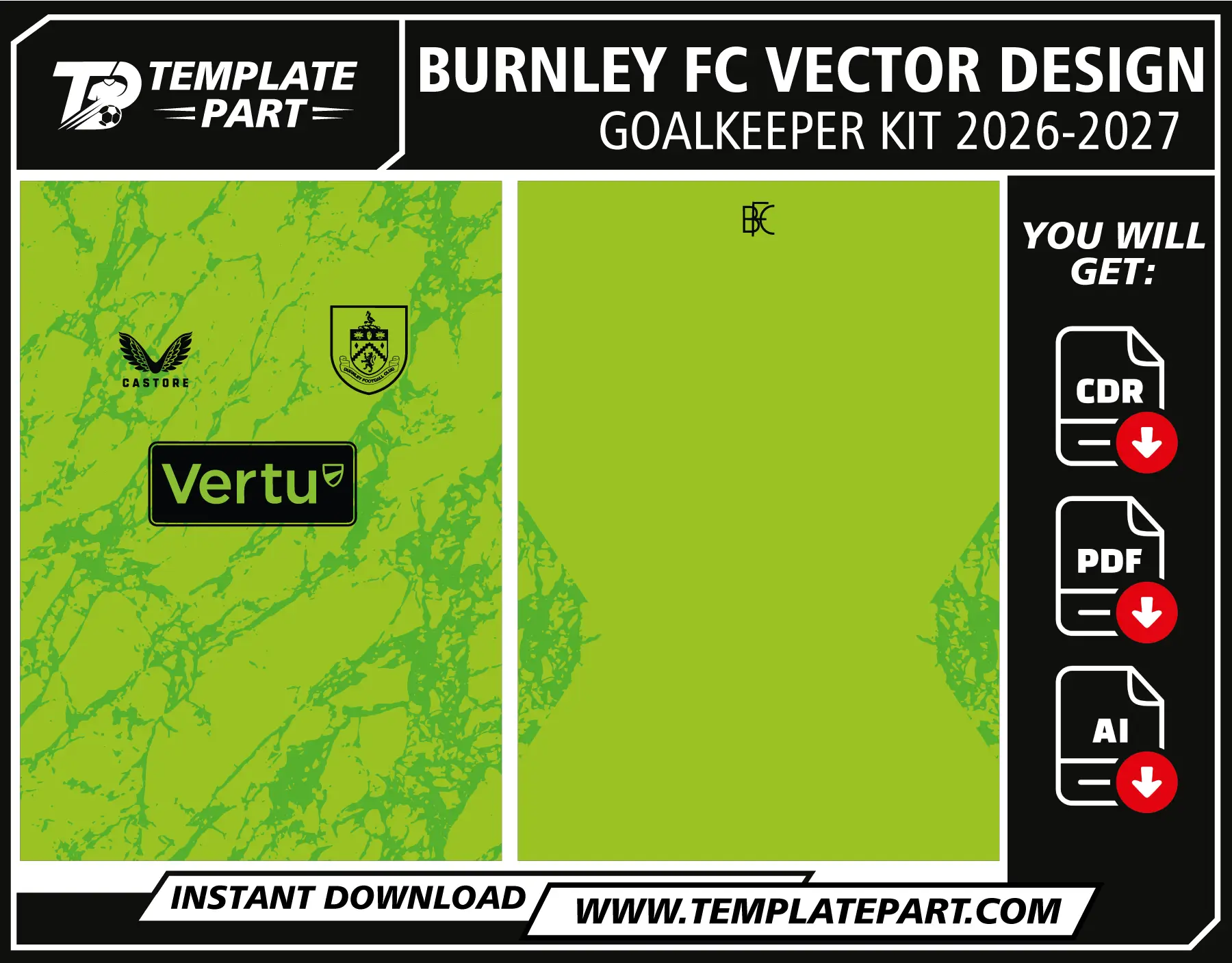 Burnley 26-27 Goalkeeper Kit Template β Football Jersey Vector Design
