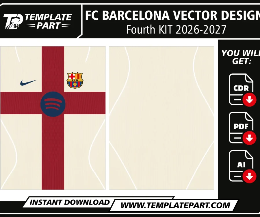 FC Barcelona 26-27 Fourth Kit Template Saint Jordi football jersey vector design for sublimation