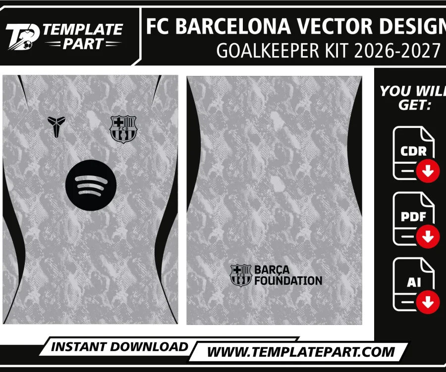 FC Barcelona 26-27 Goalkeeper Kit Template football jersey vector design for sublimation