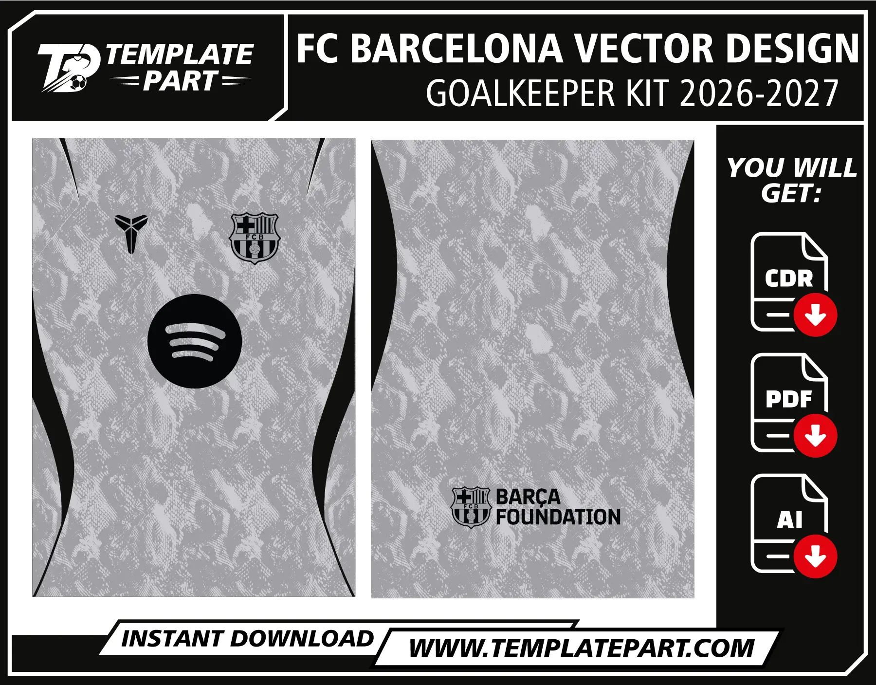 FC Barcelona 26-27 Goalkeeper Kit Template football jersey vector design for sublimation