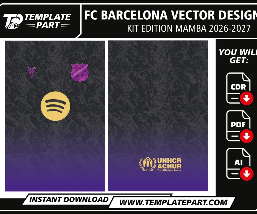 Nike Mamba FC Barcelona 26-27 Away Kit Template – Football Jersey Vector