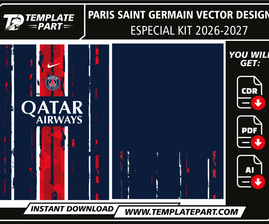 PSG 26-27 Special Kit Template football jersey vector design for sublimation