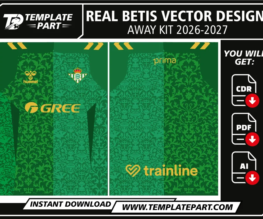 Real Betis 26-27 Away Kit Template football jersey vector design for sublimation