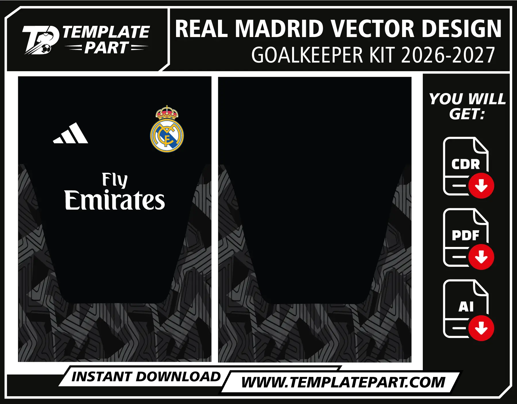 Real Madrid 26-27 Goalkeeper Kit Template β Football Jersey Vector Design