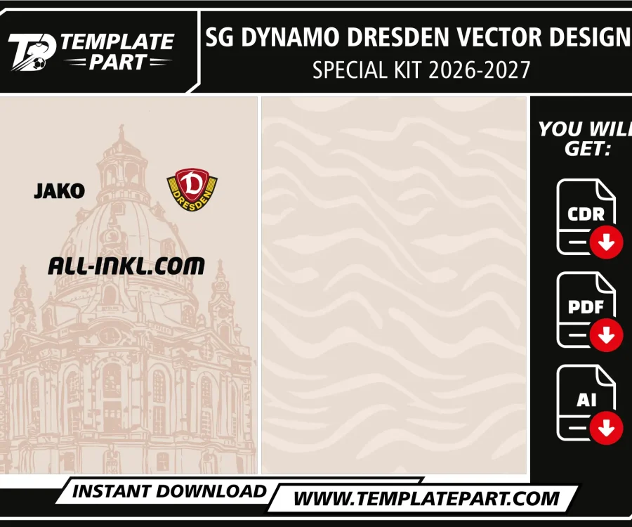 Dynamo Dresden 26-27 Frauenkirche Special Kit Template football jersey vector